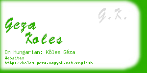 geza koles business card
