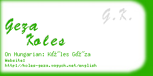 geza koles business card